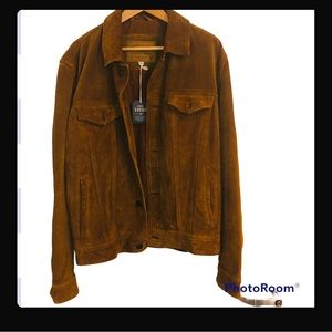 NWT American Eagle Outfitters Genuine Suede Trucker Jacket Size L
